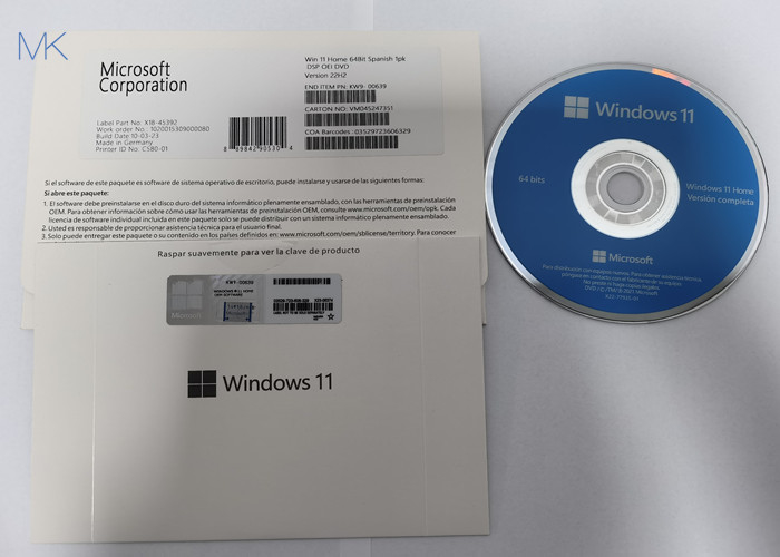 22H2 Versi Spanyol Microsoft Windows 11 Home OEM DVD Physical Box KW9-00639