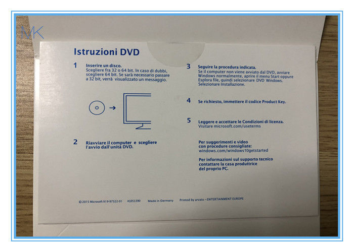 Win 10 Pro DVD + Key 64-bit DSP OEI 1pk OEM Italia MS Windows Professional Code